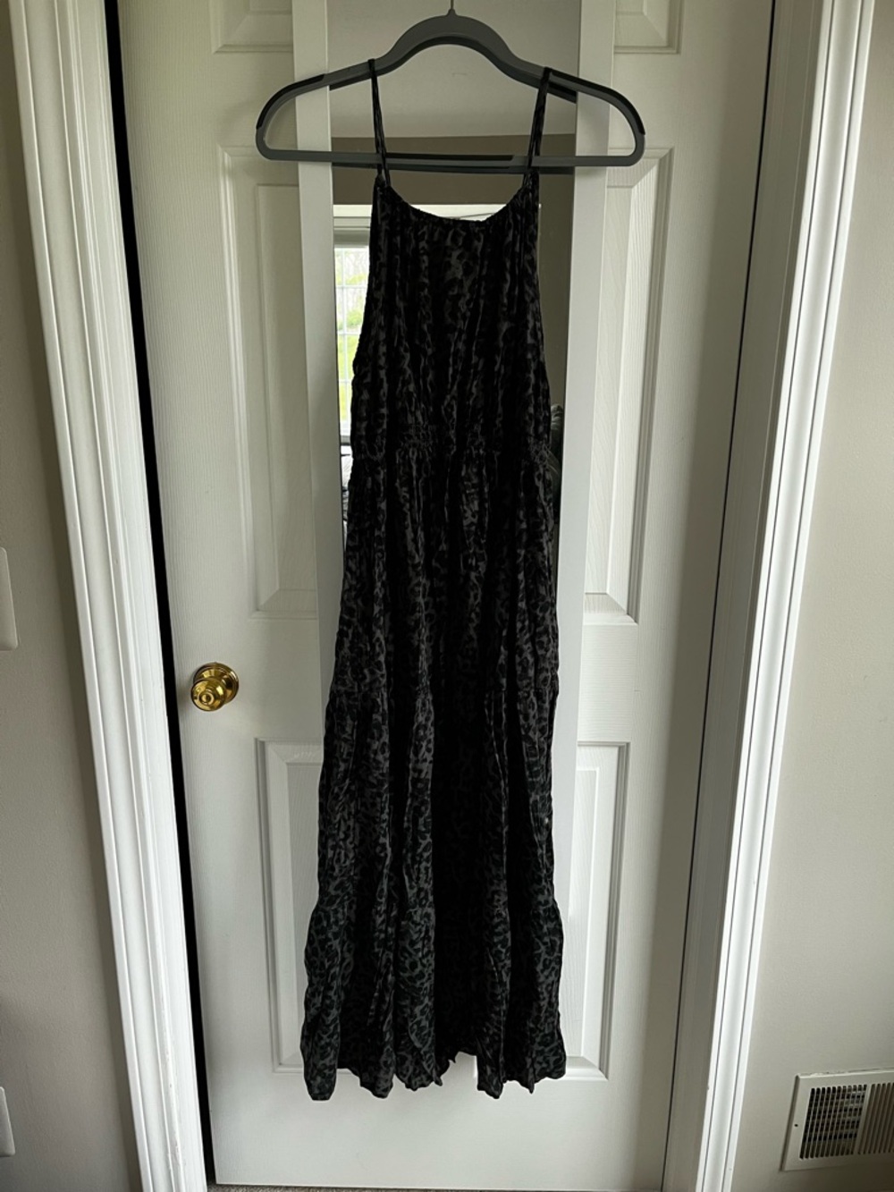 Old Navy Black and Gray Leopard-Print Maternity Maxi Dress